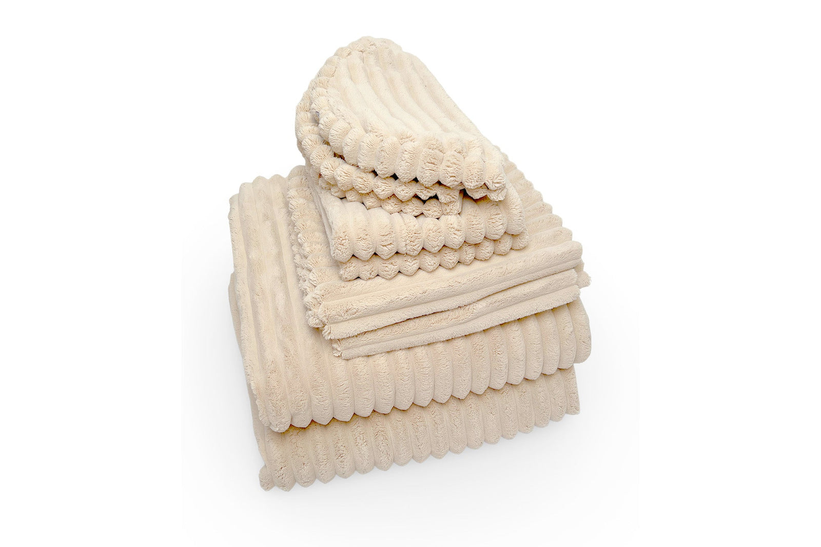 Shappy hoezenset Waffle in Cream Beige op de speelbank van 160 cm