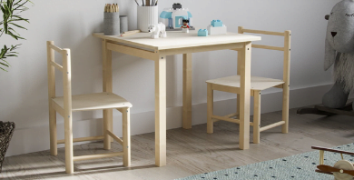 ATB ECO table enfant avec 2 chaises – naturel