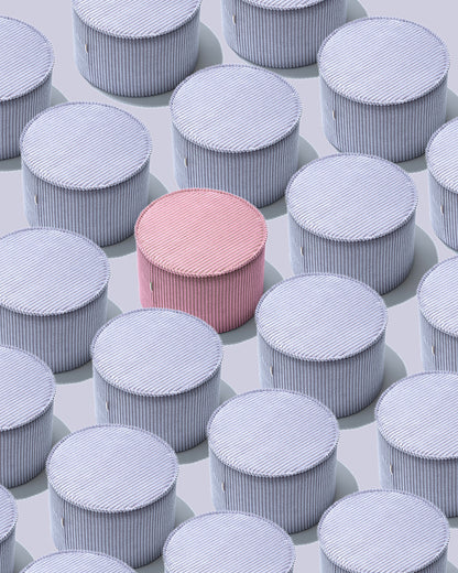 Wigiwama Pink Mousse Pouffe - ribbed pouffe