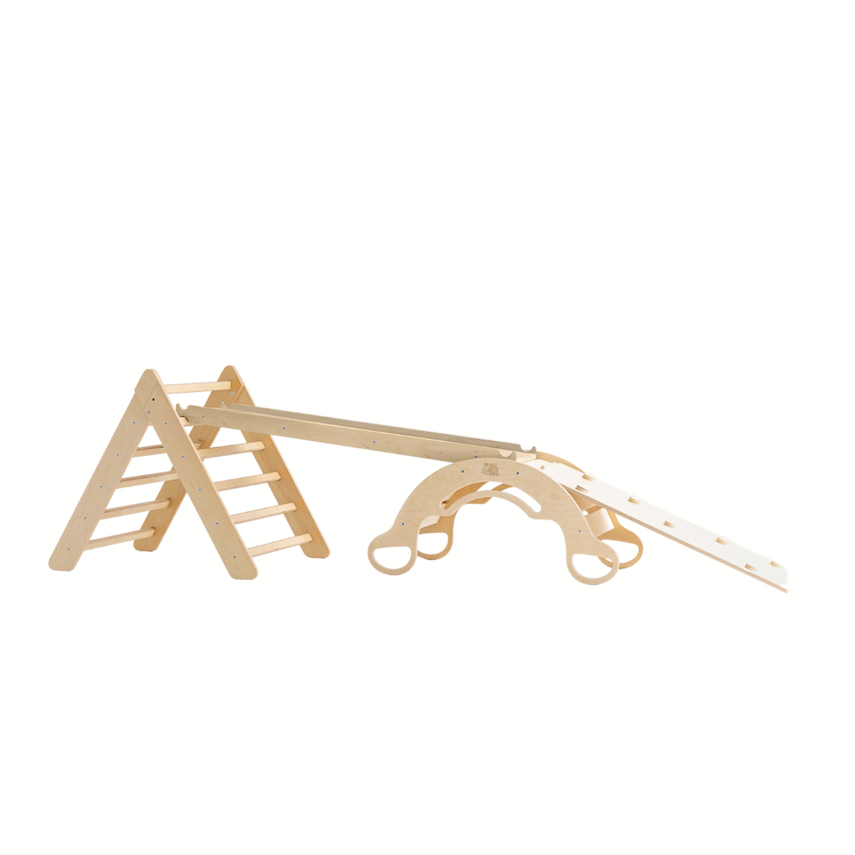 BusyKids Pikler groot set – driehoek, 2 planken &amp; balanswip – regenboog – productbeeld 31