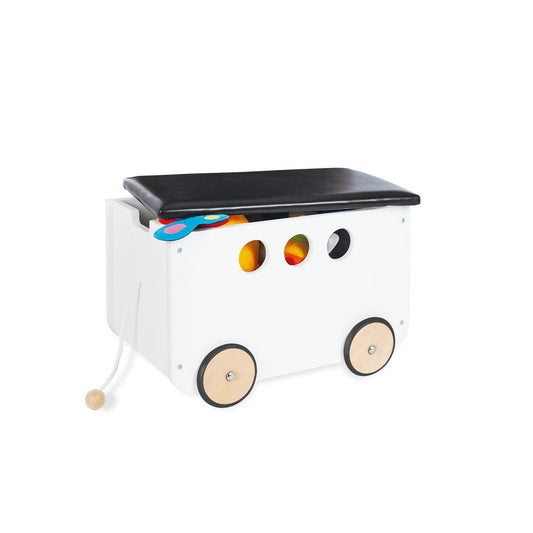 Toy box on wheels 'Jim', white