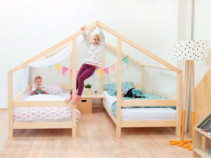 Huisbed Villy - houten kinderbed voor 2 - duo bedhuisje - 