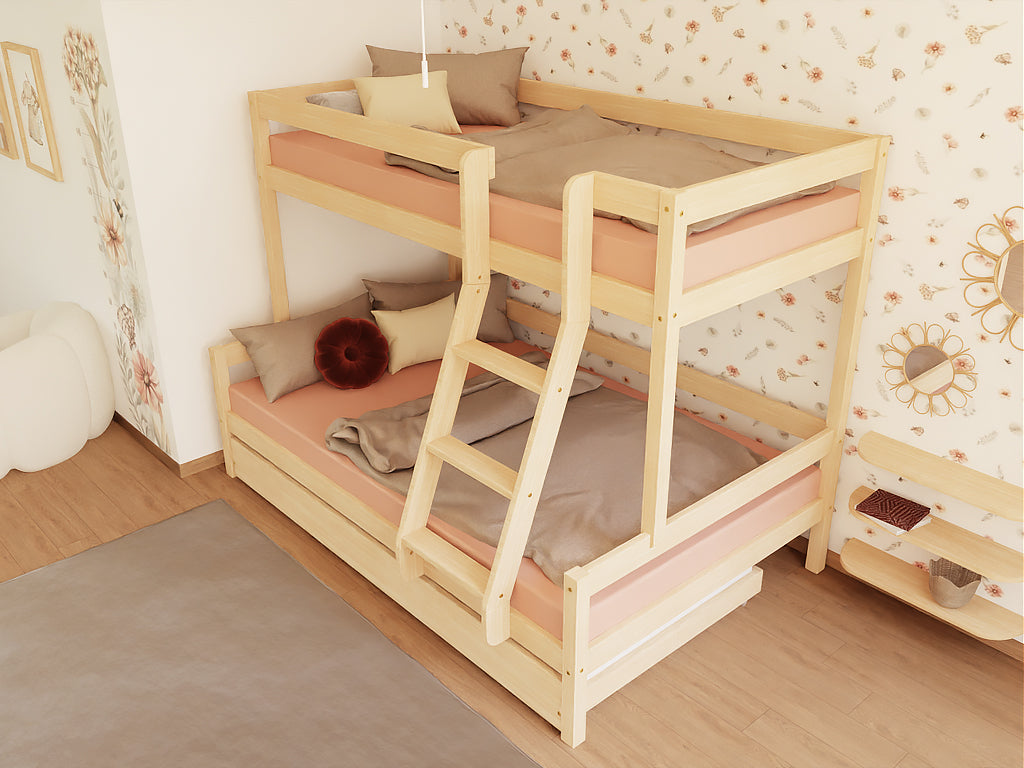 Bovenaanzicht Benlemi LUCKY stapelbed met ladder aan de voorzijde