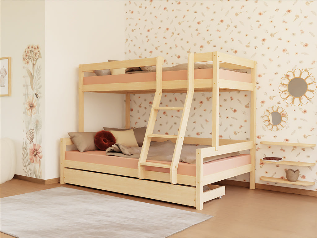 Benlemi LUCKY stapelbed met ladder aan de voorzijde en opberglade