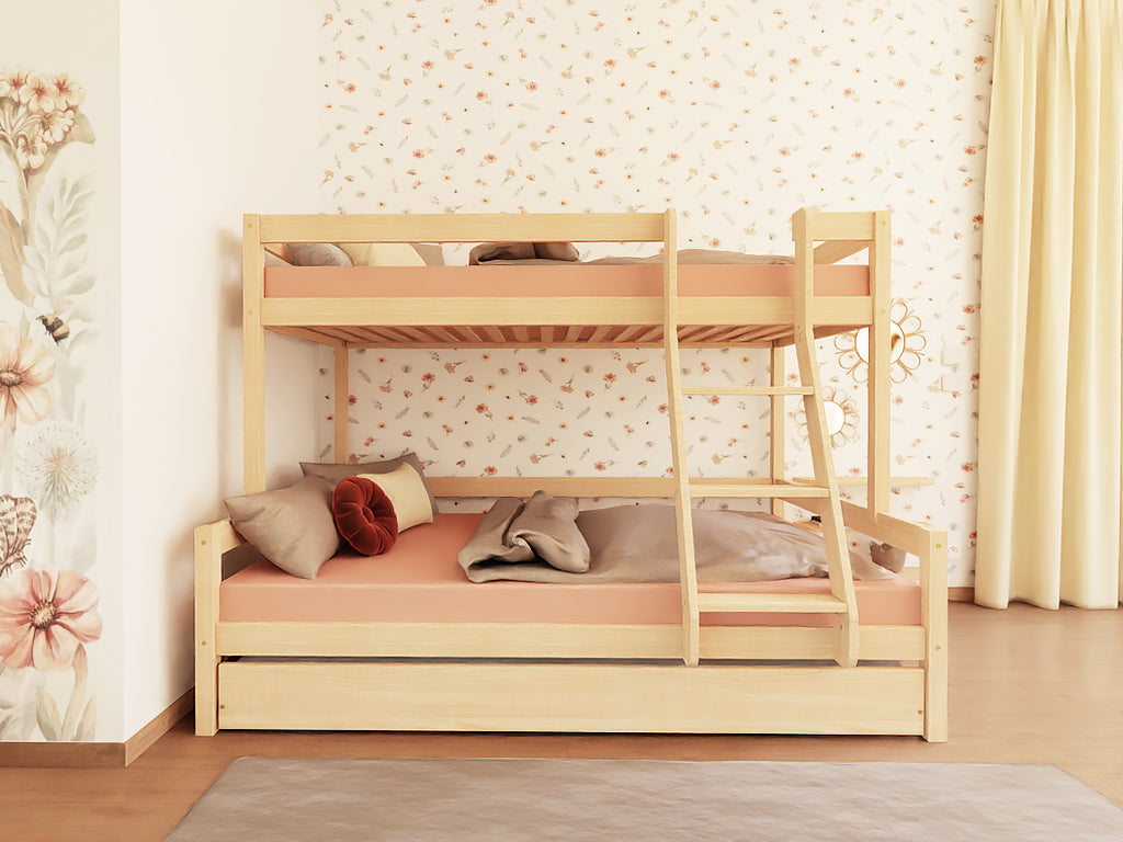 Benlemi LUCKY stapelbed 90x200 en 120x200 met ladder aan de voorzijde