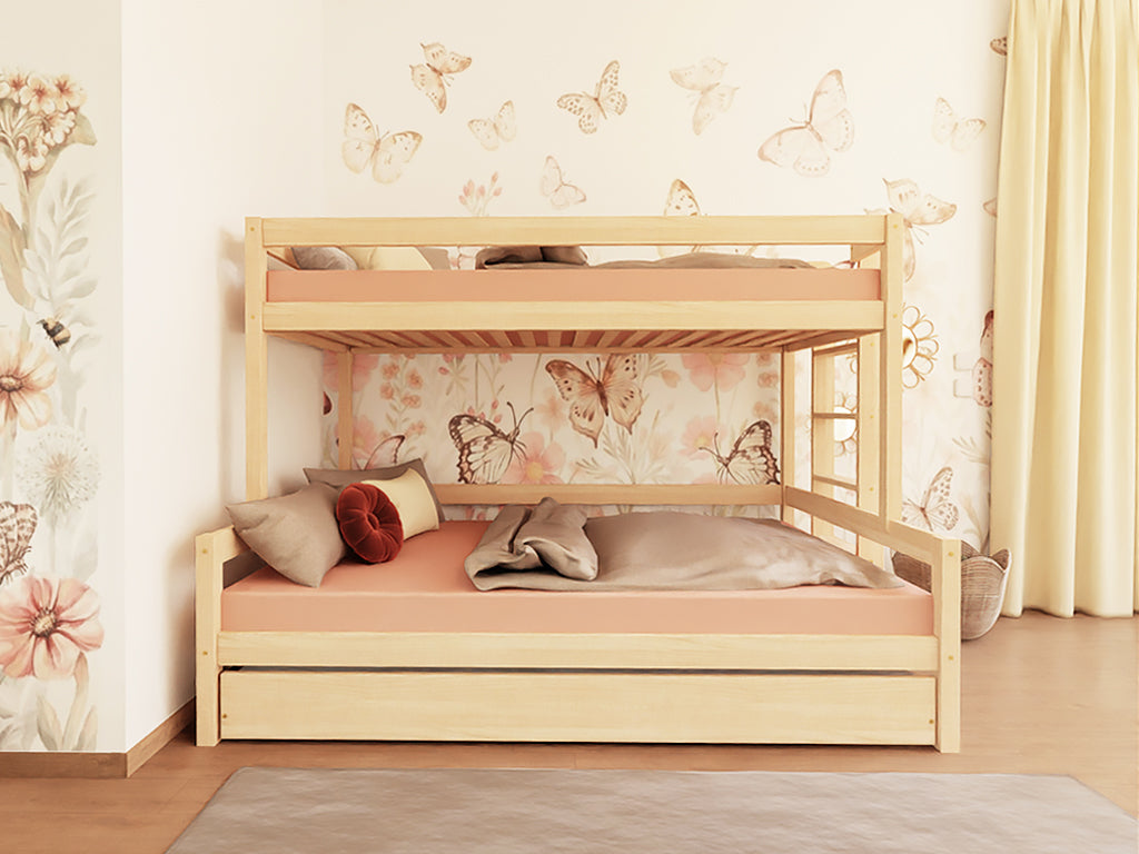 Benlemi LUCKY stapelbed 90x200 en 120x200 met ladder aan de zijkant