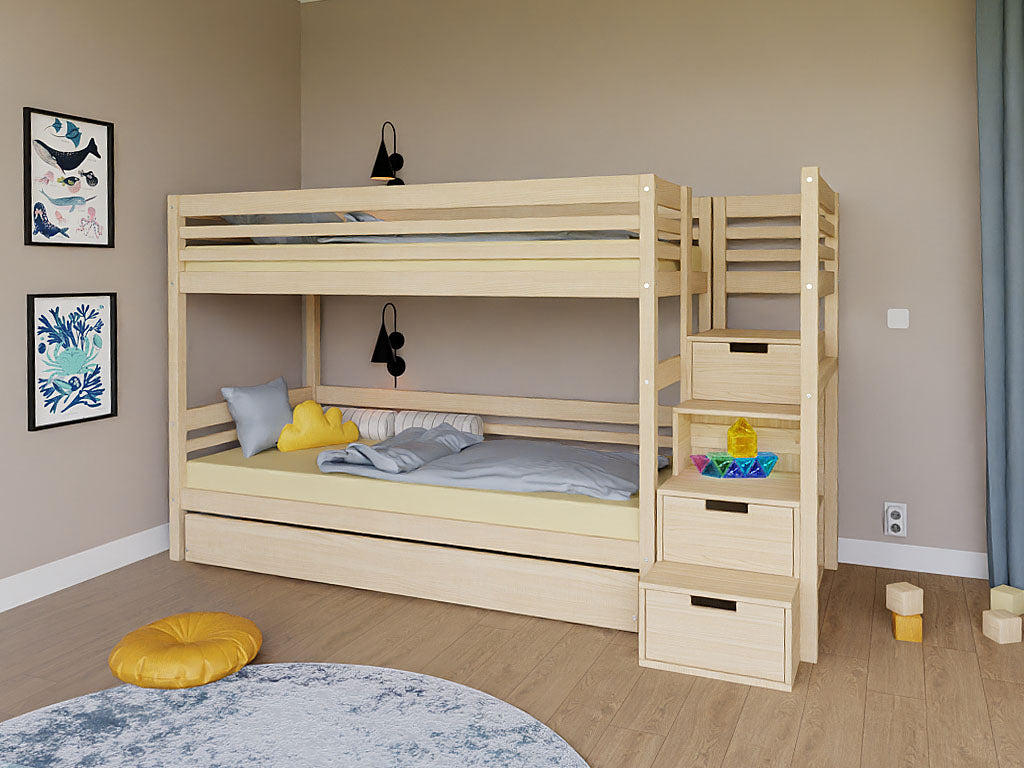 Benlemi Stapelbed TULY — 90×200 met opbergtrap productfoto
