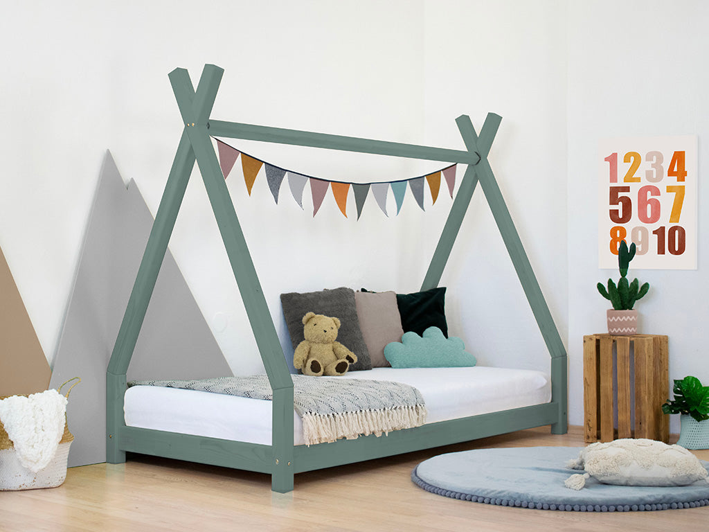 Tipibed NAKANA saliegroen laag kinderbed