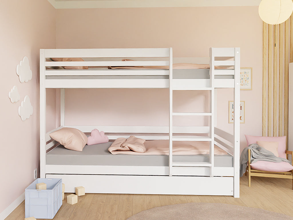 Benlemi TULY stapelbed met ladder, witte uitvoering