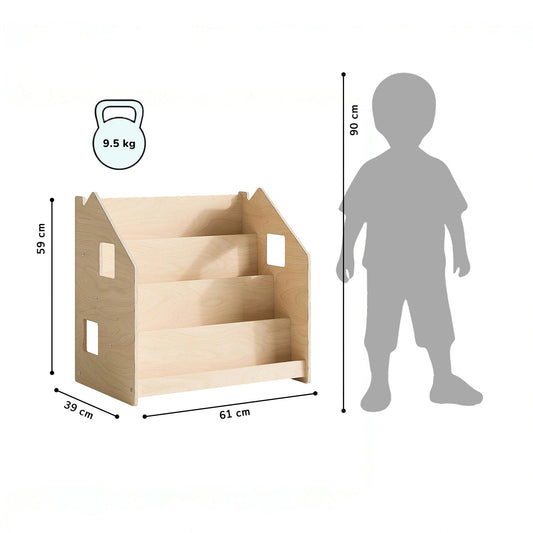 Maatafbeelding van BusyKids Montessori boekenkast – naturel: 61 × 39 × 59 cm