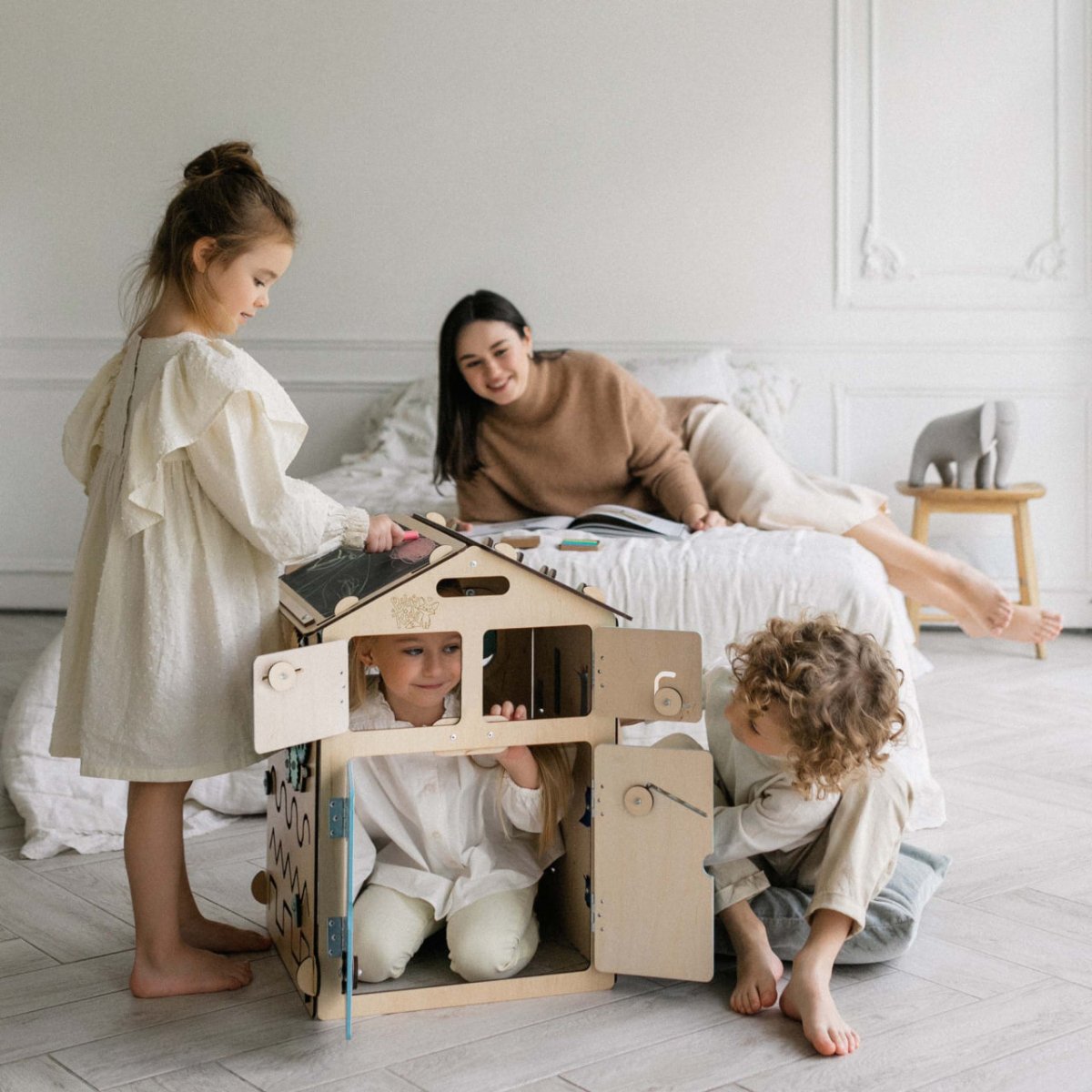 BusyKids Busy Board speelhuisje – naturel mint, limited edition-Speelhuisje