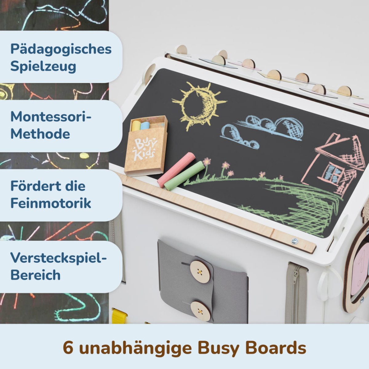 BusyKids Busy Board speelhuisje – wit/pastel, limited edition-Speelhuisje