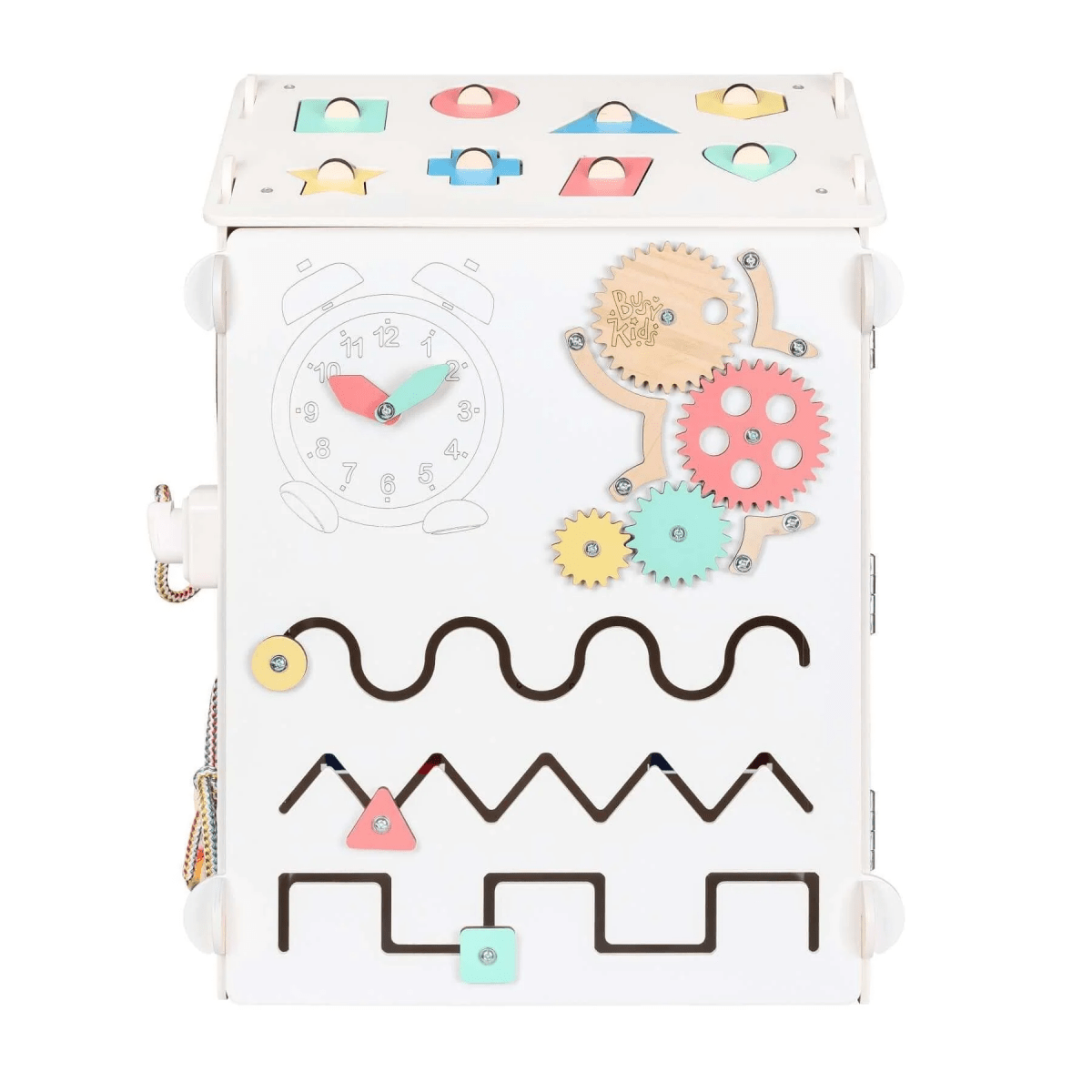 BusyKids set – Busy Board speelhuisje wit met creatieve kubus-Speelhuisje set