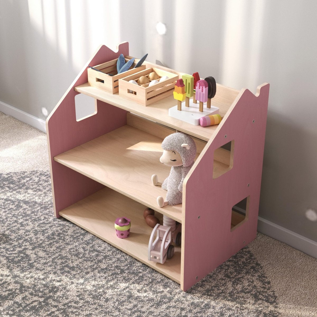 BusyKids speelgoedrek – zachtblauw/roze