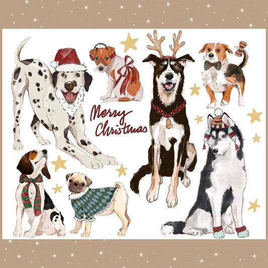 Christmas Dogs Wallstickers