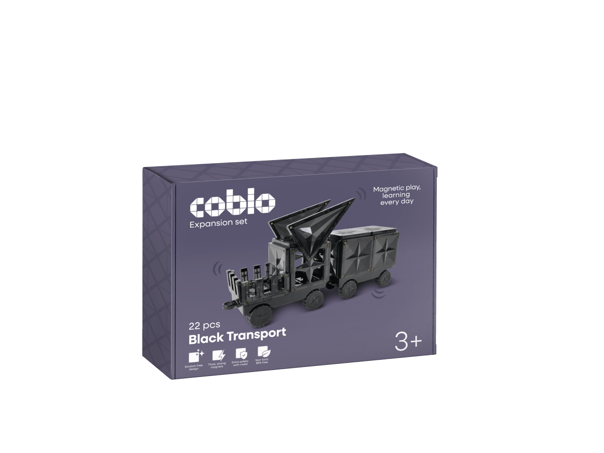 Coblo Magnetische Tegels Zwart – 22 stuks incl. 2 auto-onderstellen verpakking
