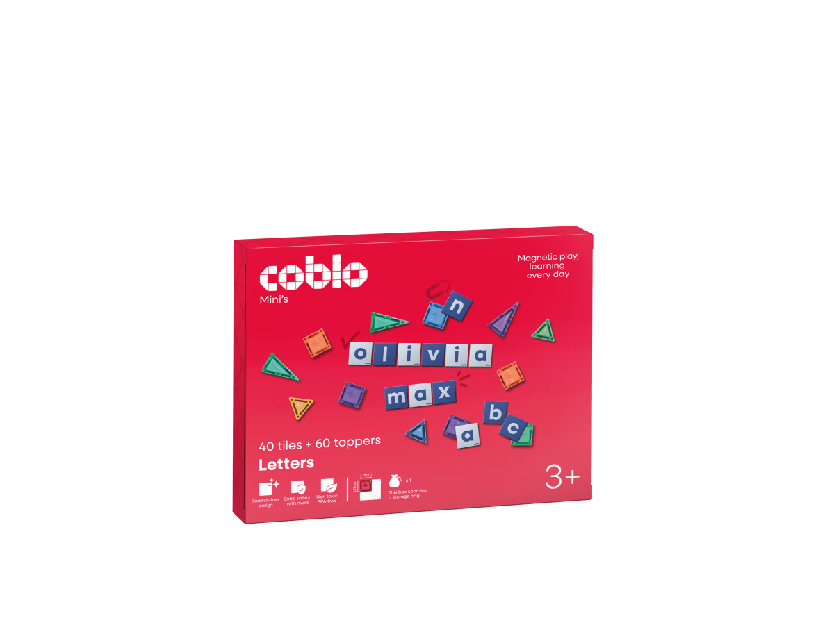Coblo Mini Magnetische Tegels + Letter Toppers – 40 tegels + 60 toppers verpakking