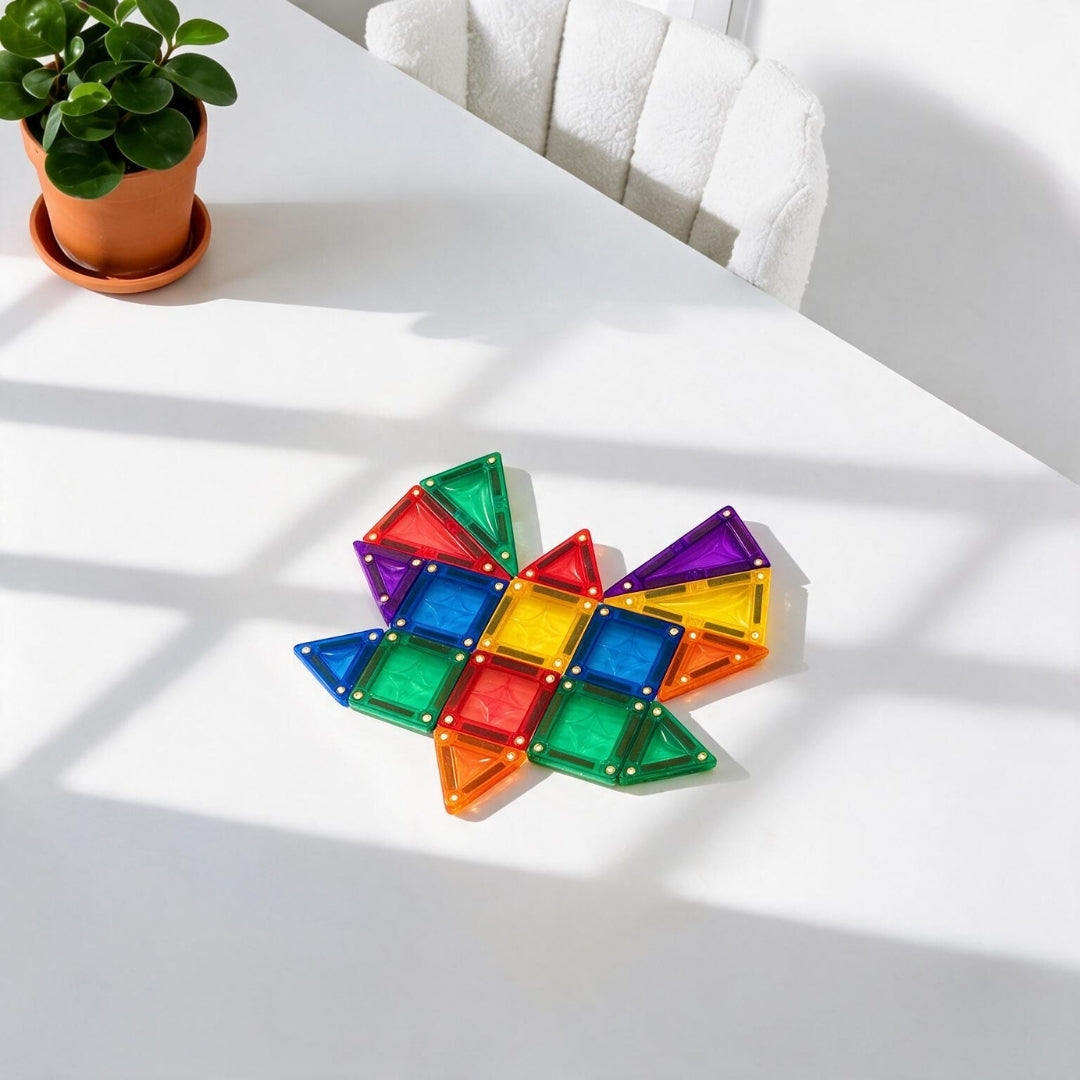 Coblo Mini Magnetische Tegels + Mozaïek Toppers – 40 tegels + 60 toppers in gebruik