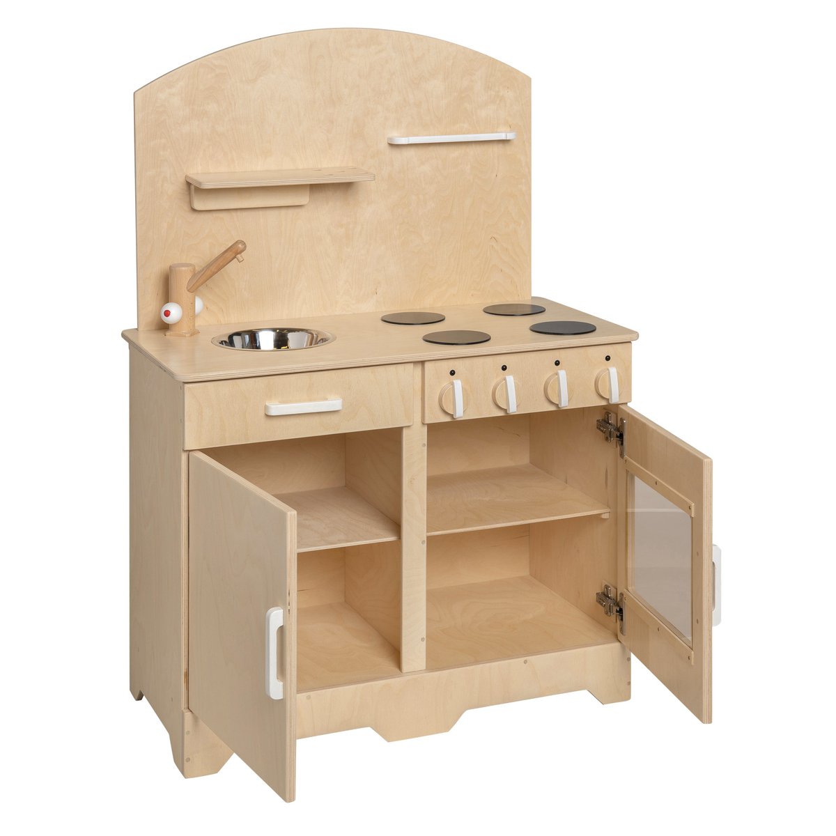 Van Dijk Toys wooden toy kitchen / kitchenette - Natural with white (Childcare quality)