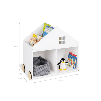 Children's bookshelf on wheels "HUS", white