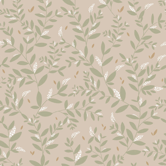Dekornik Delicate Twigs with Green and Beige kinderbehang