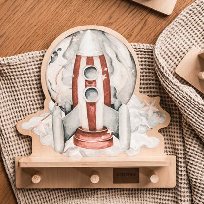 Dekornik Rocketship wandplank met 3 haakjes
