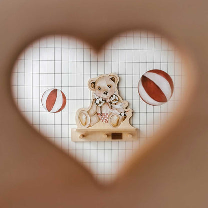Dekornik Teddy Bear wandplank met 3 haakjes