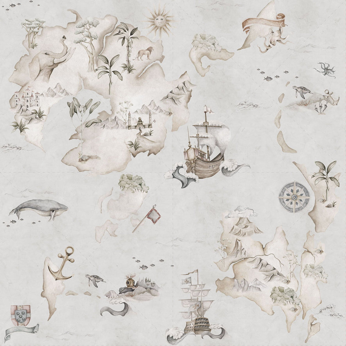 Dekornik Map Stories From The Sea Color kinderbehang