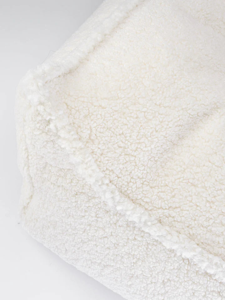Wigiwama Cream White Beanbag Chair - teddy fabric beanbag