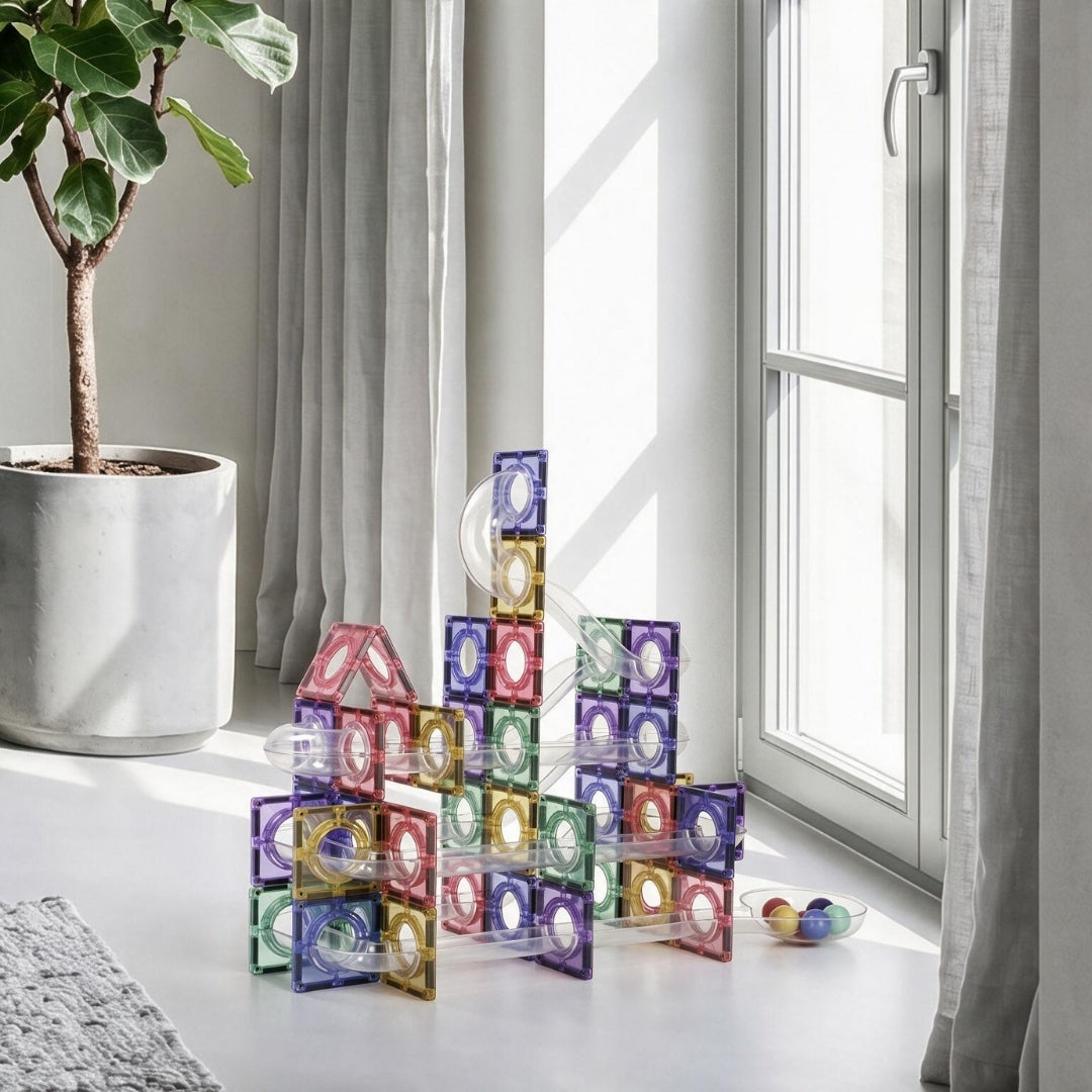 Coblo Magnetische Knikkerbaan Pastel – 100 stuks in gebruik