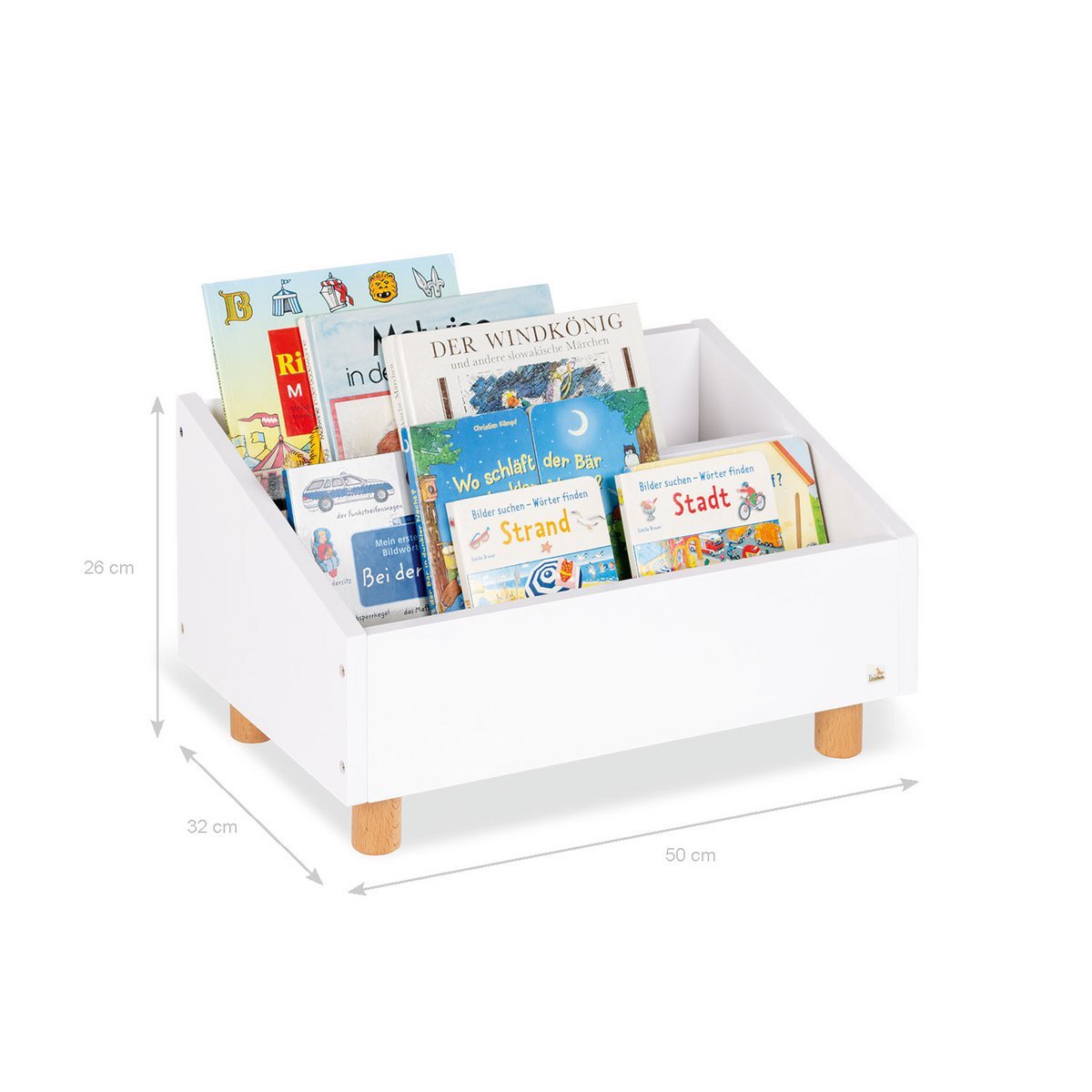 Lage Ando boekenkast met twee getrapte boekvakken