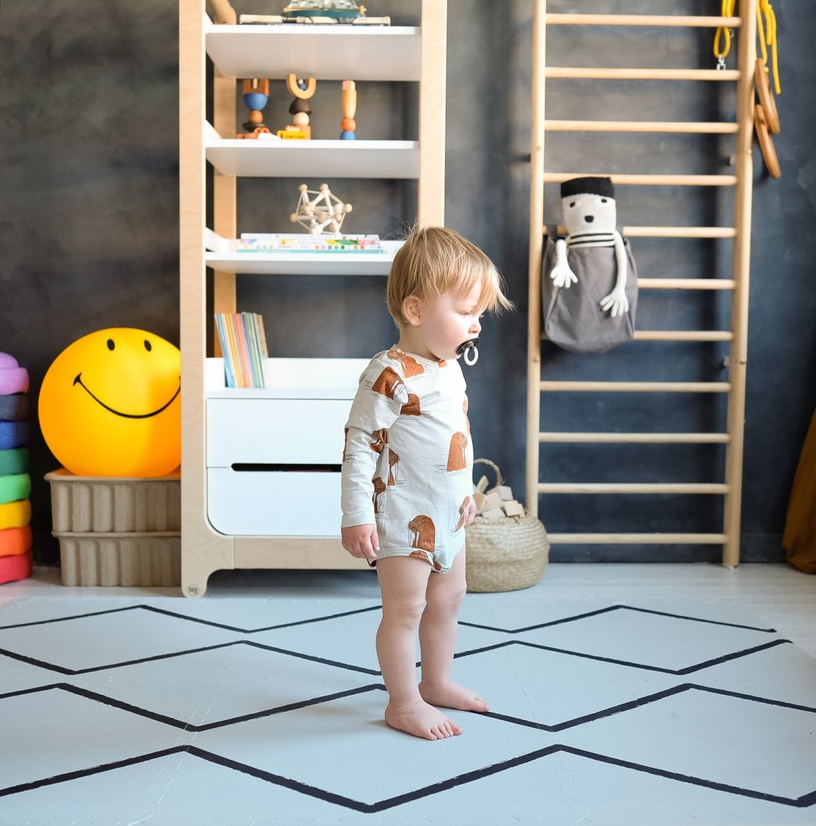 Beni speelmat foam - bewolkt grijs - 