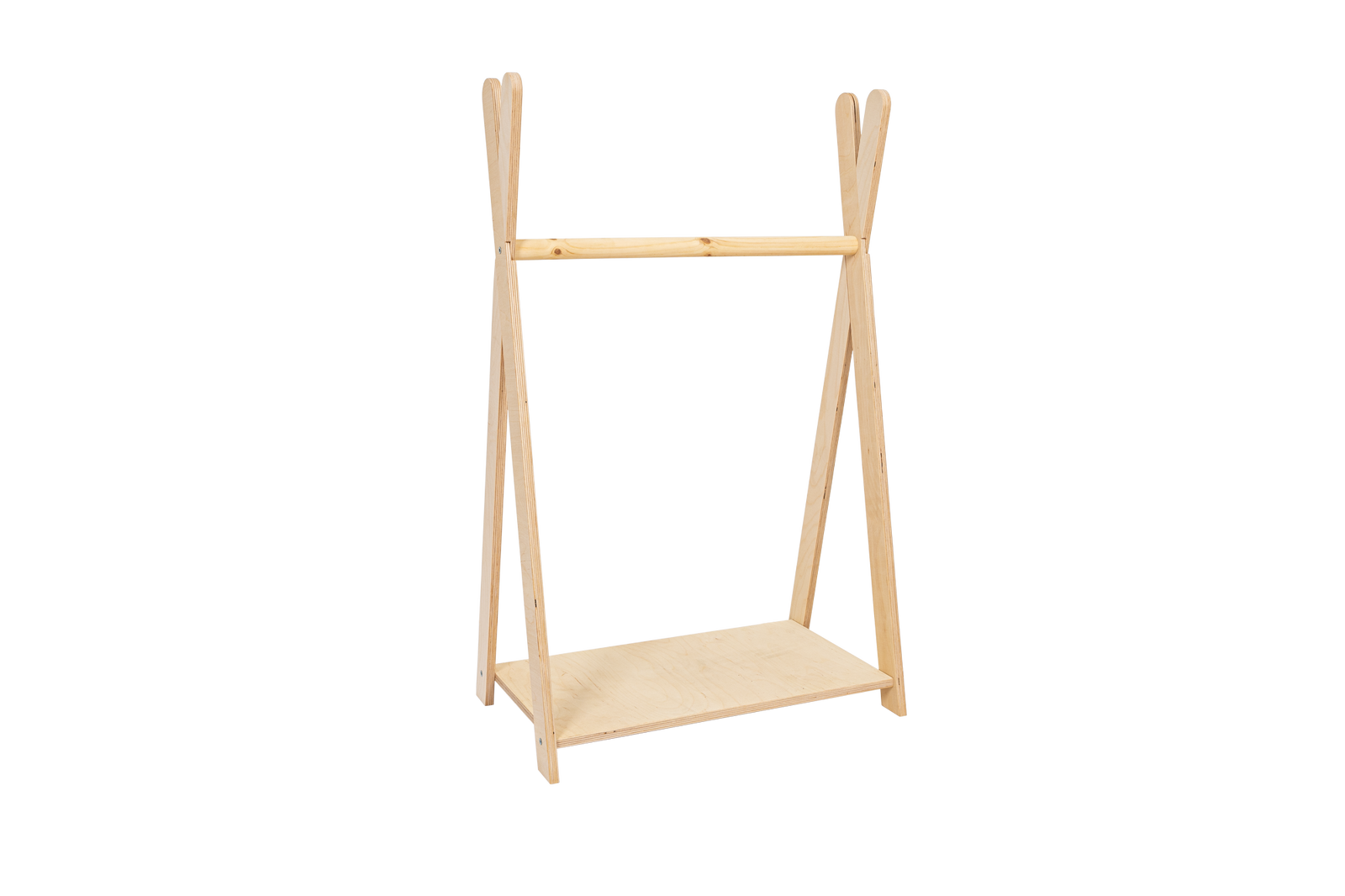 houten kinderkledingrek tipi wit klein op kindhoogte, aanvullende productfoto 2