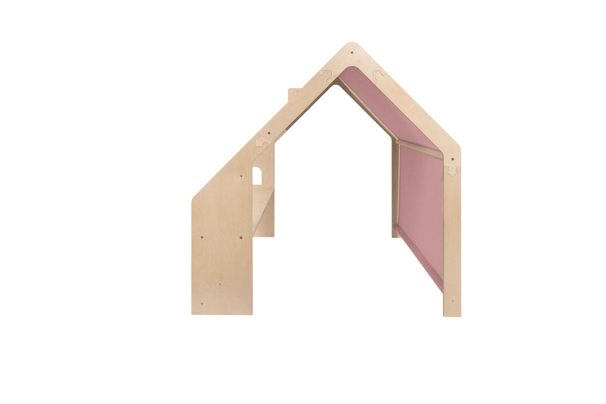 houten speelhuisje naturel met roze dak voor kinderkamer, aanvullende productfoto 5