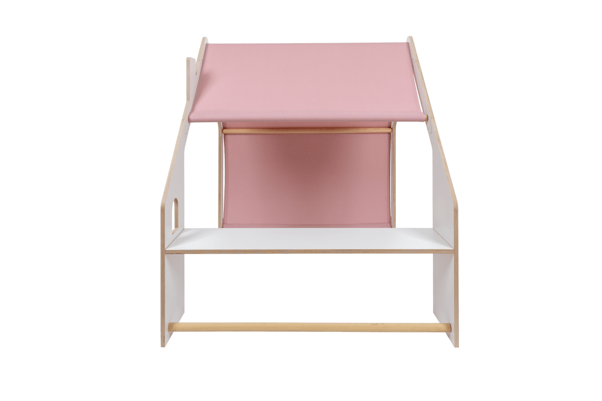 houten speelhuisje wit met roze dak voor kinderkamer, aanvullende productfoto 4