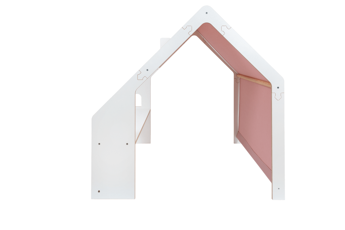 houten speelhuisje wit met roze dak voor kinderkamer, aanvullende productfoto 5