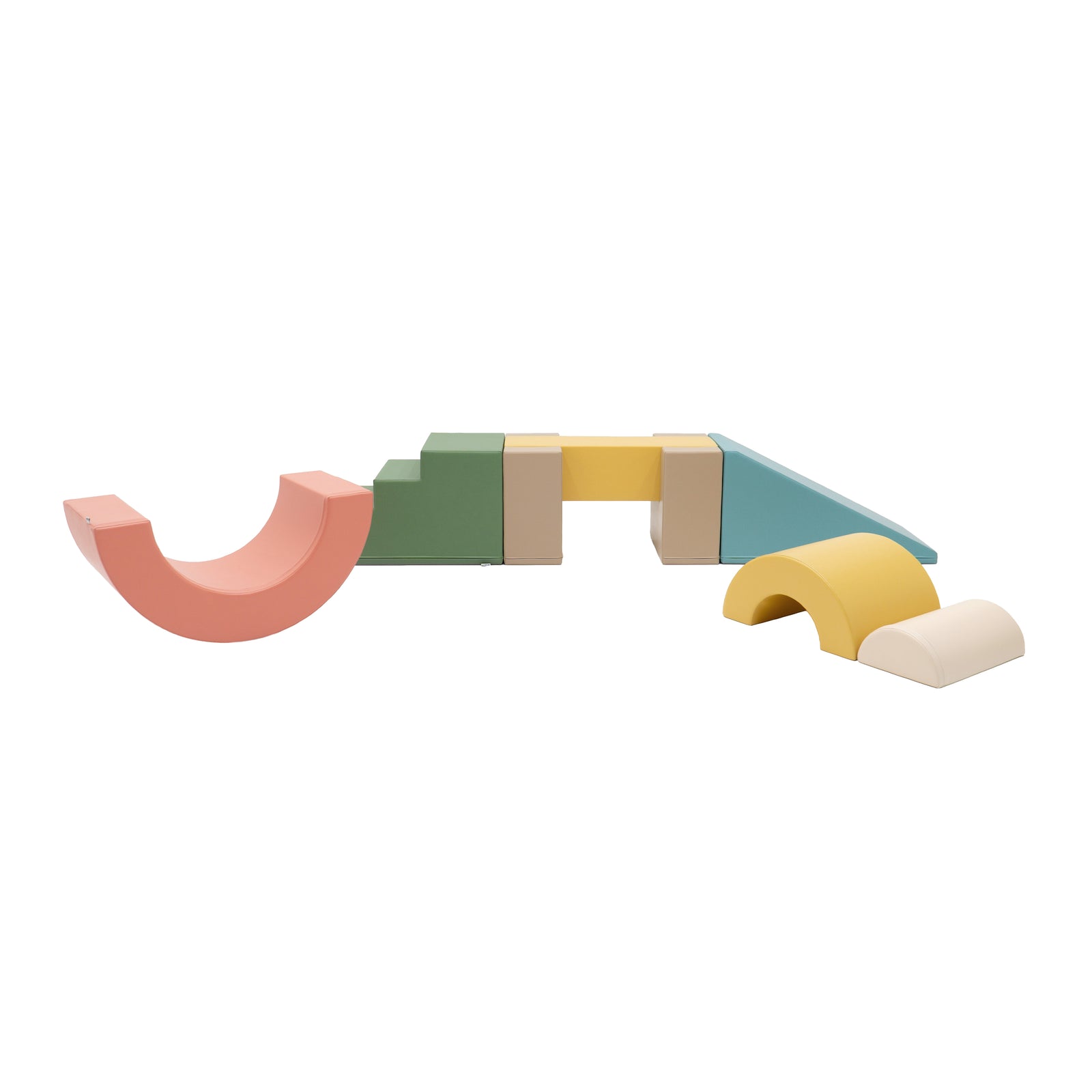 Verschillende opstellingen van de IGLU Balance Gym in Neutral Pastel