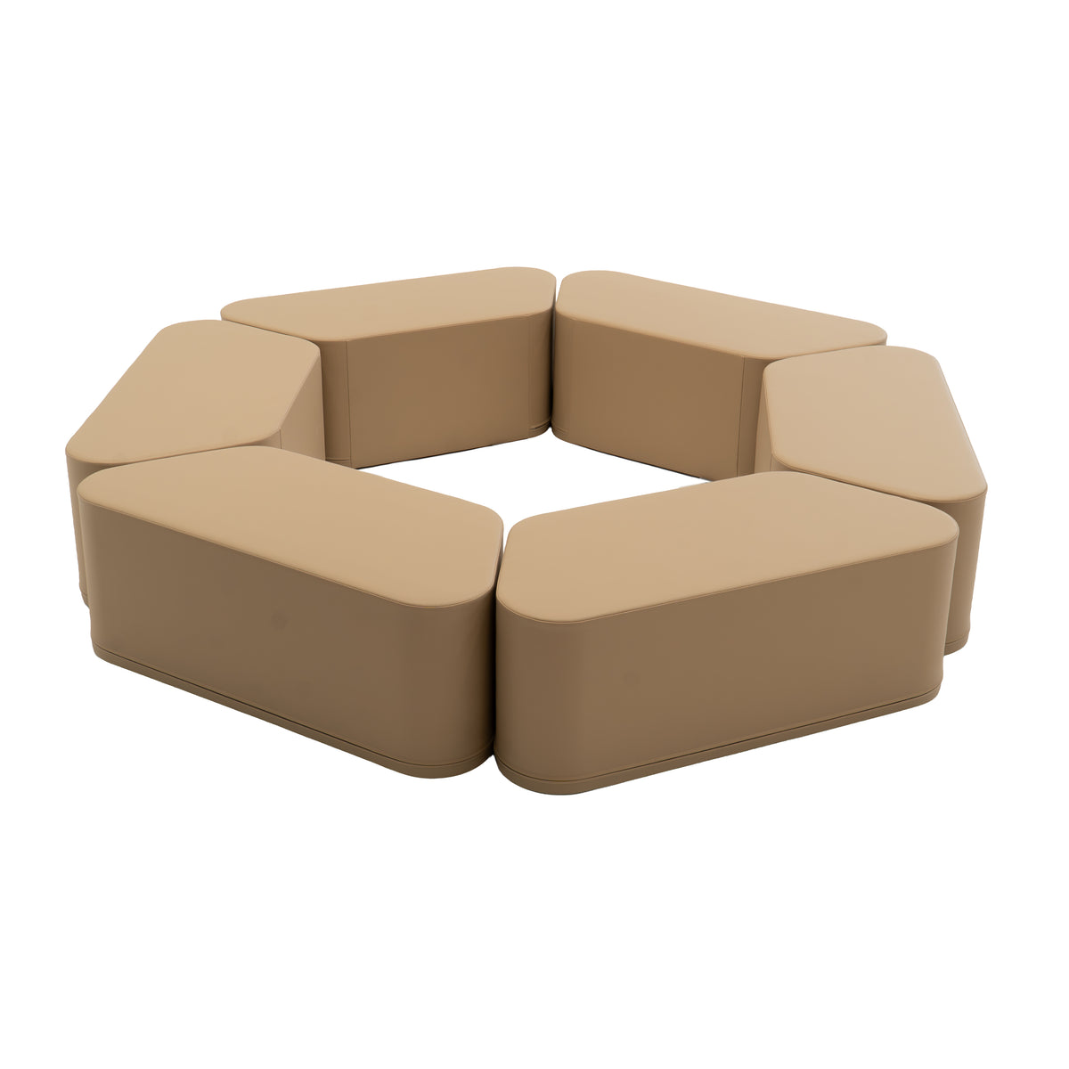 IGLU Hexagon Bench kinderbankjes in grey beige als zeshoek opgesteld