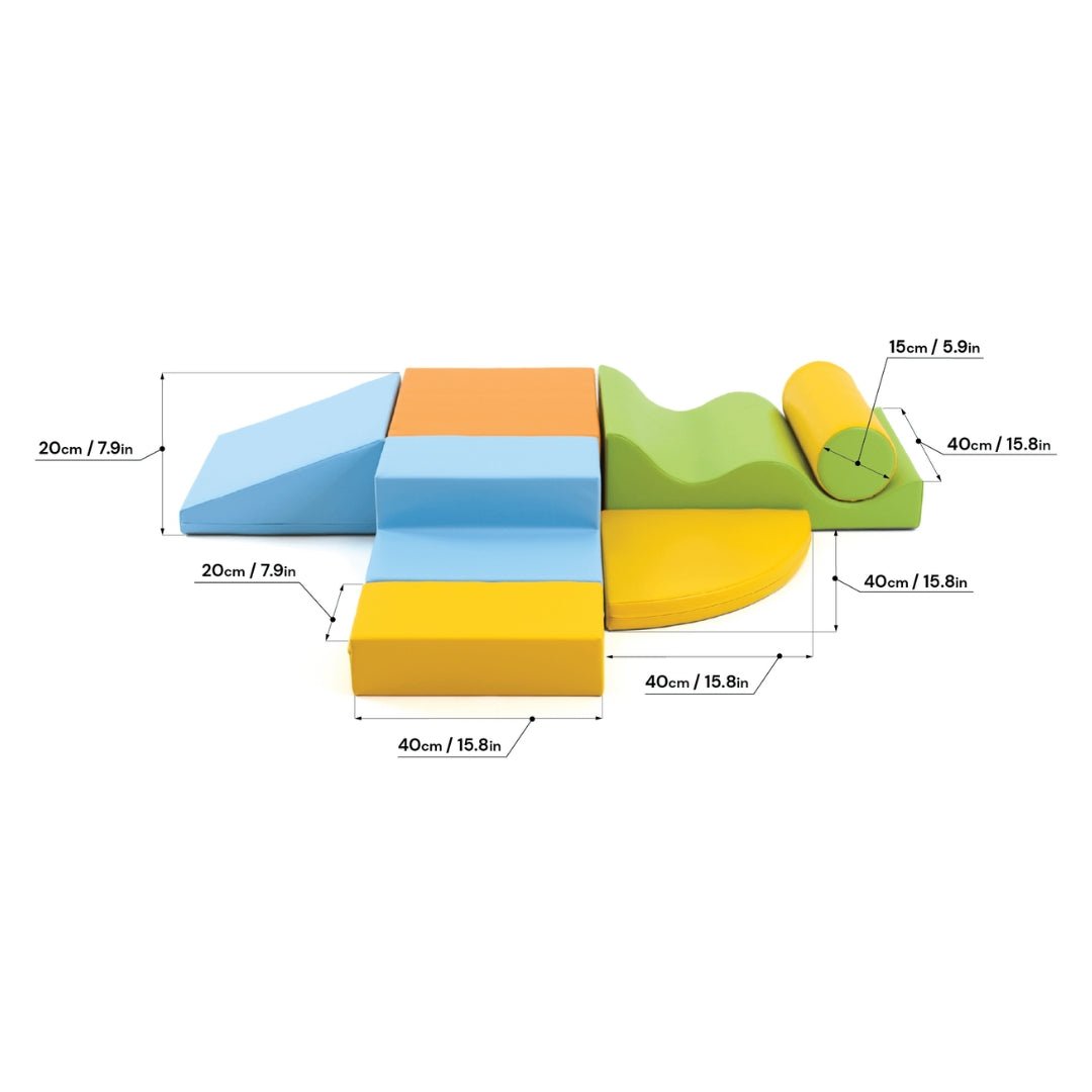 soft play set met modulaire foamblokken voor baby's peuters en kleuters