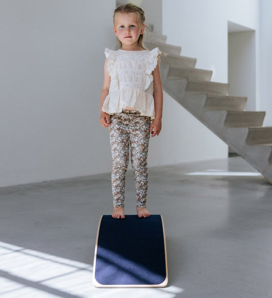 Balance board - hout - met blauw vilt - 