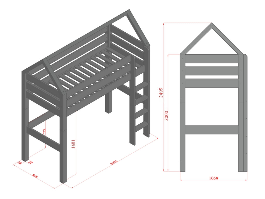 Manaslu house bed - loft bed with ladder