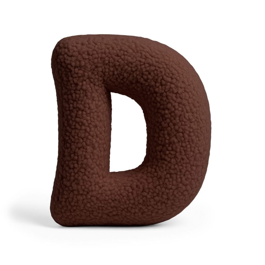 Bearly-letterkussen in de vorm van letter D, donkerbruin van MeowBaby