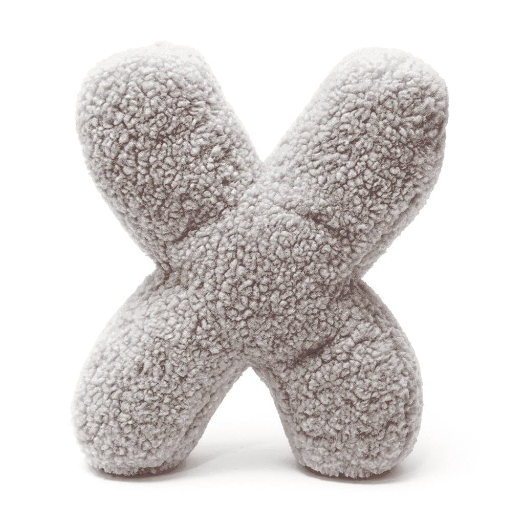 Bearly-letterkussen in de vorm van letter X, lichtgrijs van MeowBaby