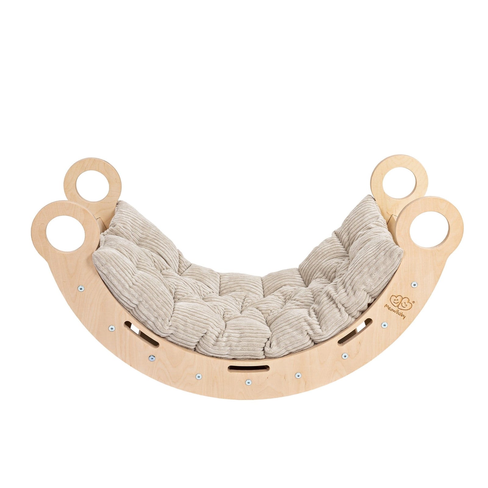 MeowBaby Dream Rocker Large naturel, basis met beige kussen