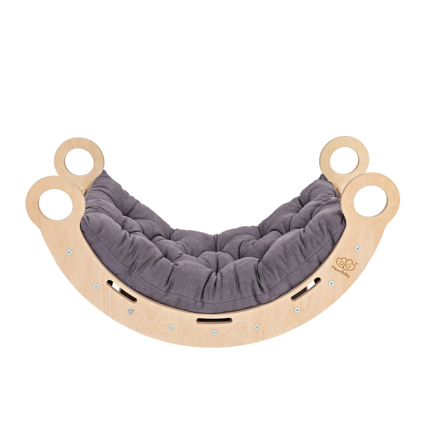 MeowBaby Dream Rocker Large naturel, basis met grijs kussen