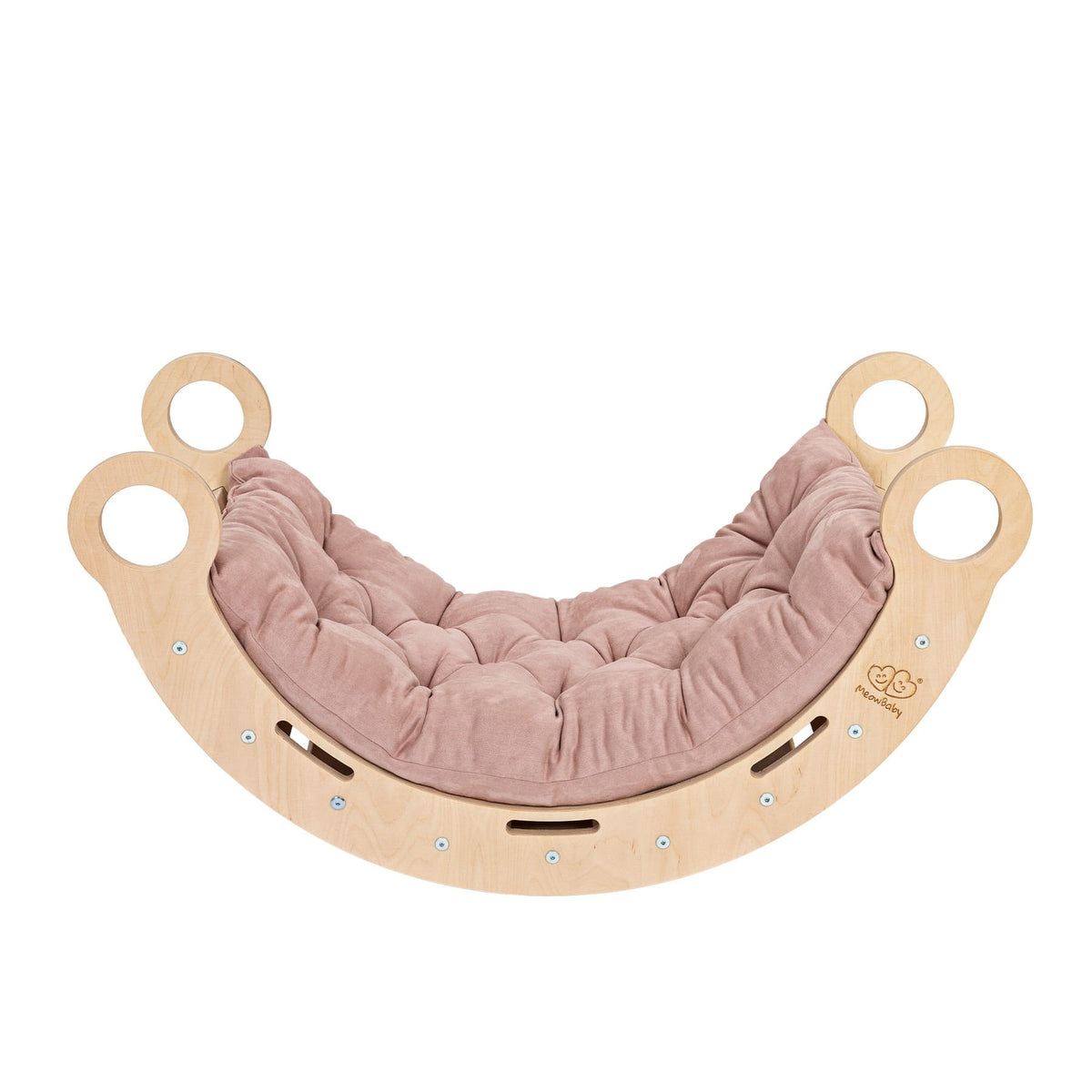 MeowBaby Dream Rocker Large naturel, basis met roze kussen