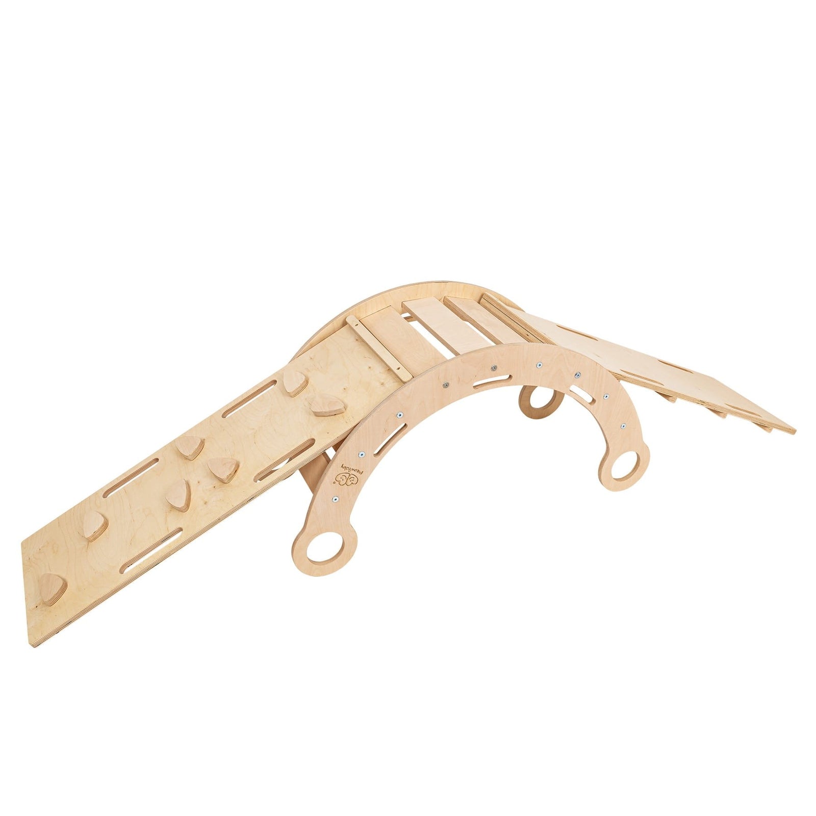 MeowBaby Dream Rocker Large naturel, glijbaan + ladder met grijs kussen