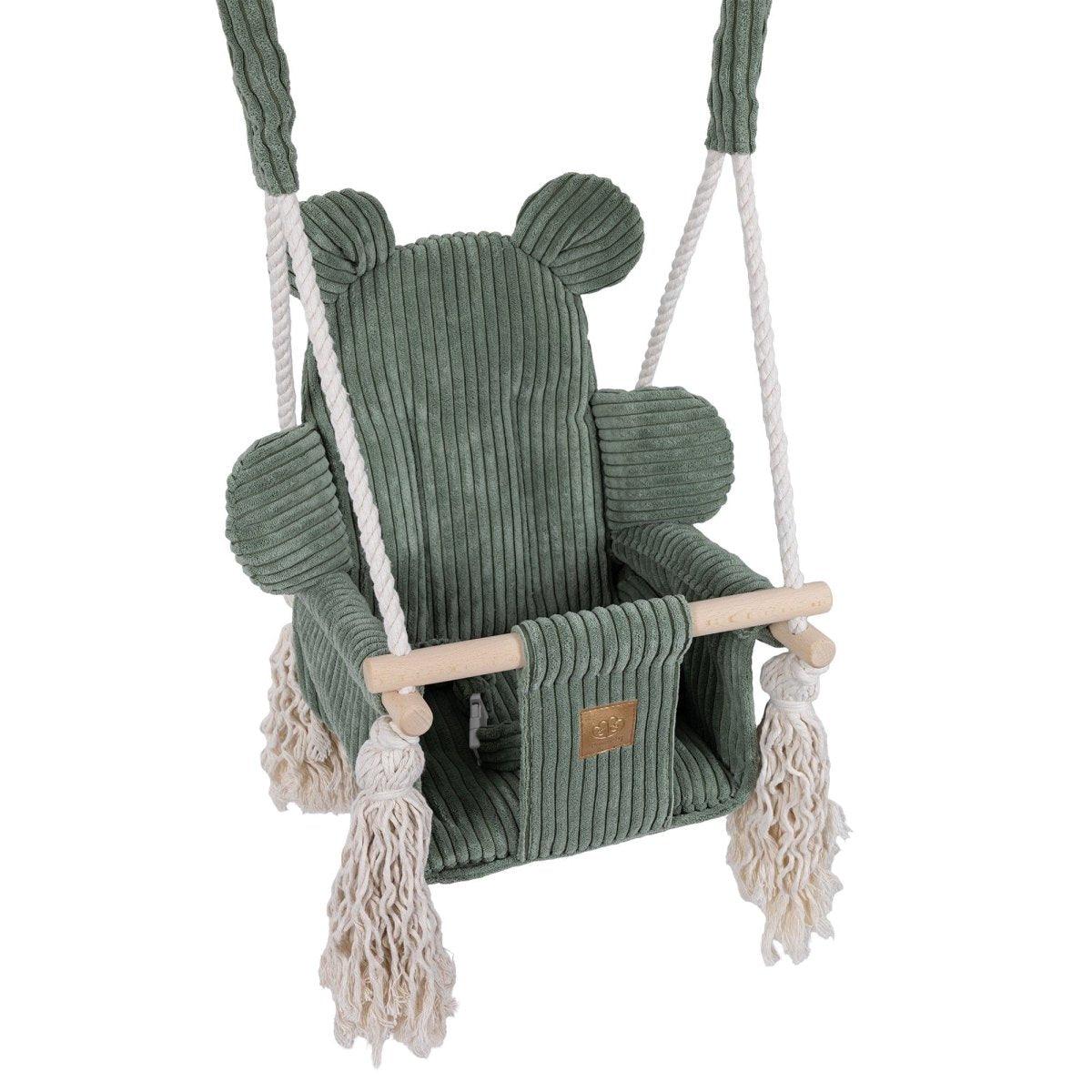 MeowBaby Bear Swing berenvormige binnenschommel in olijfgroen