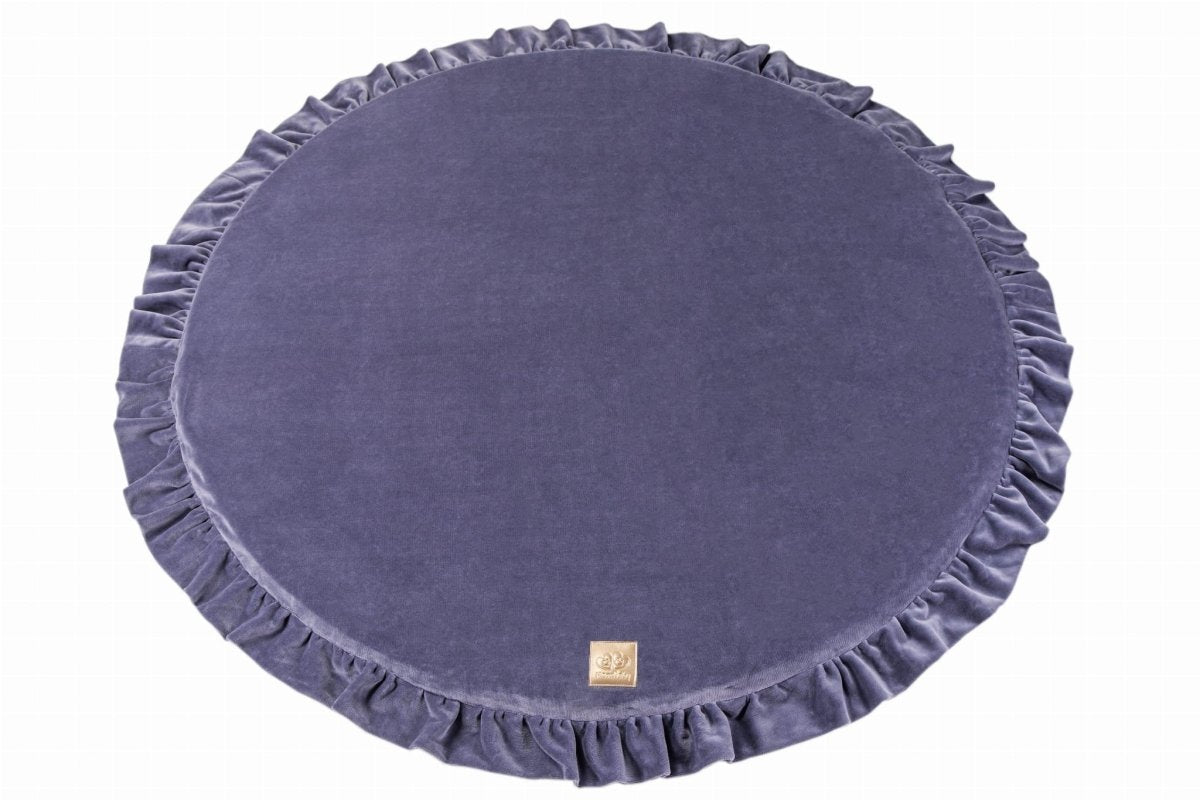 MeowBaby Velvet ronde speelmat in blauwgrijs