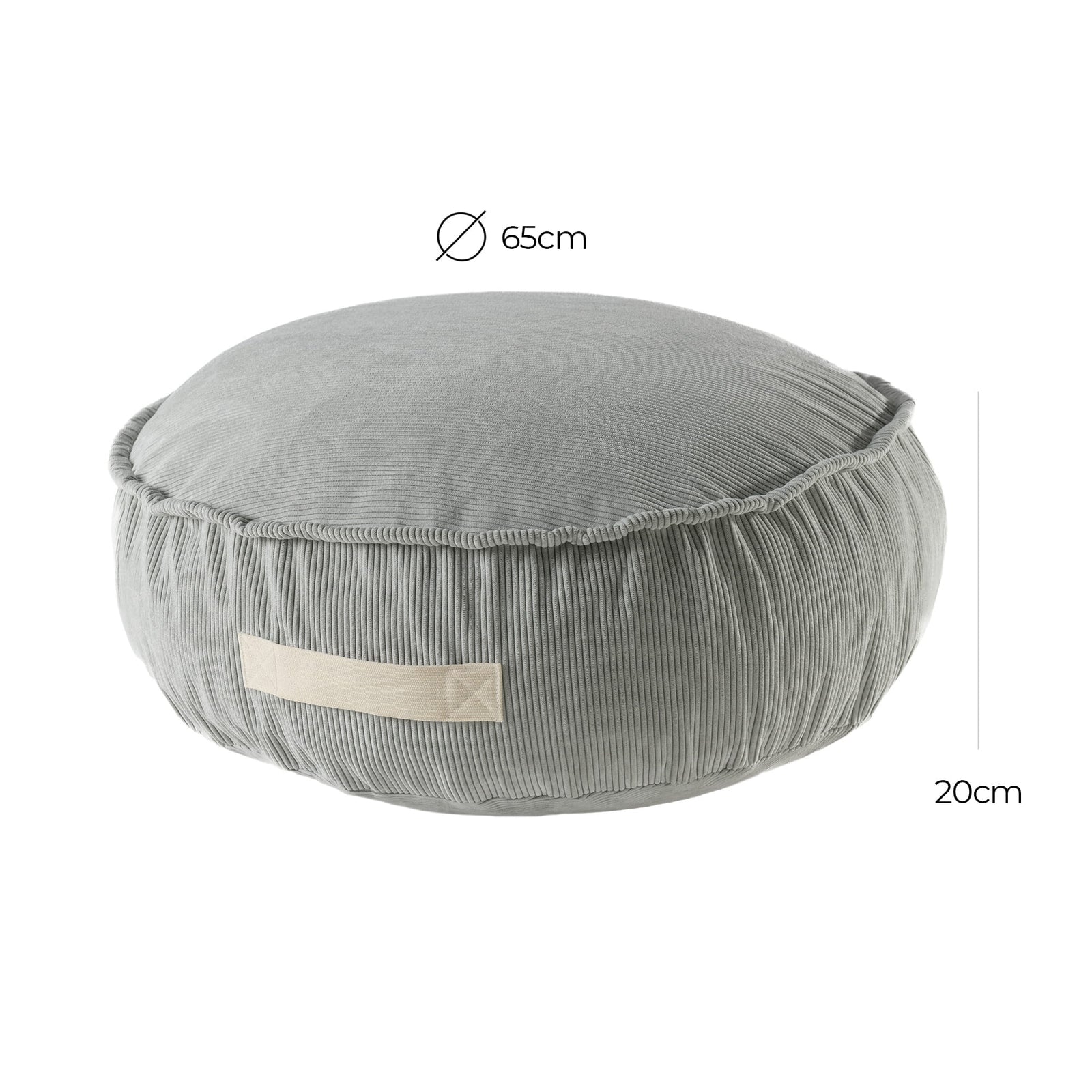 MeowBaby Slimcord ribstof zitzak grijs detail